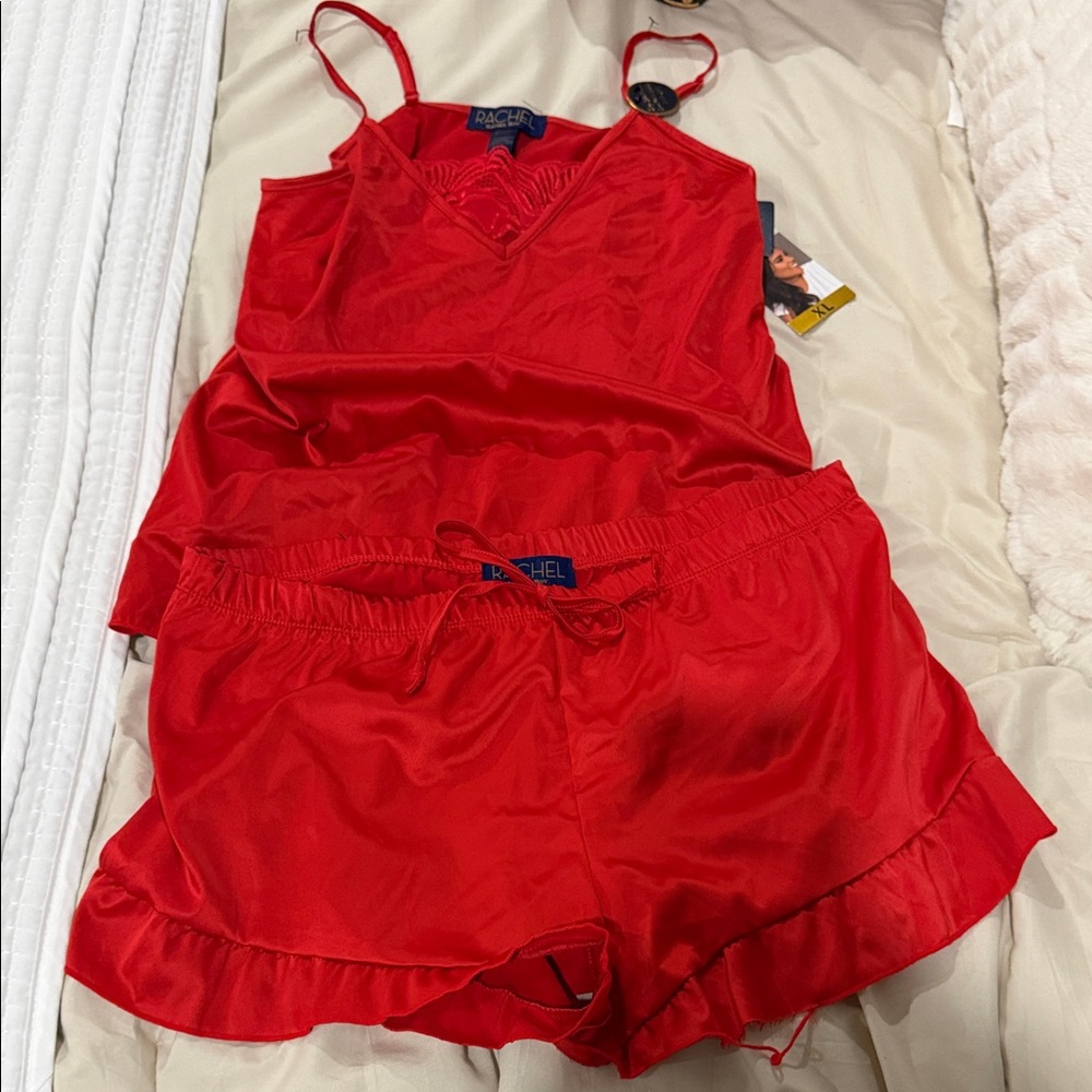 Rachel Vibrant Red Satin Loungewear Set